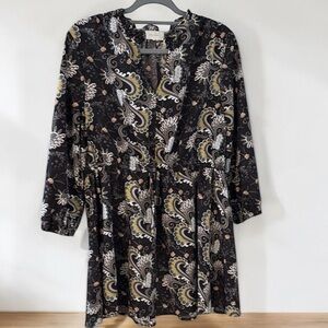 MELLODAY gray paisley print Long Sleeve Dress sz 1X